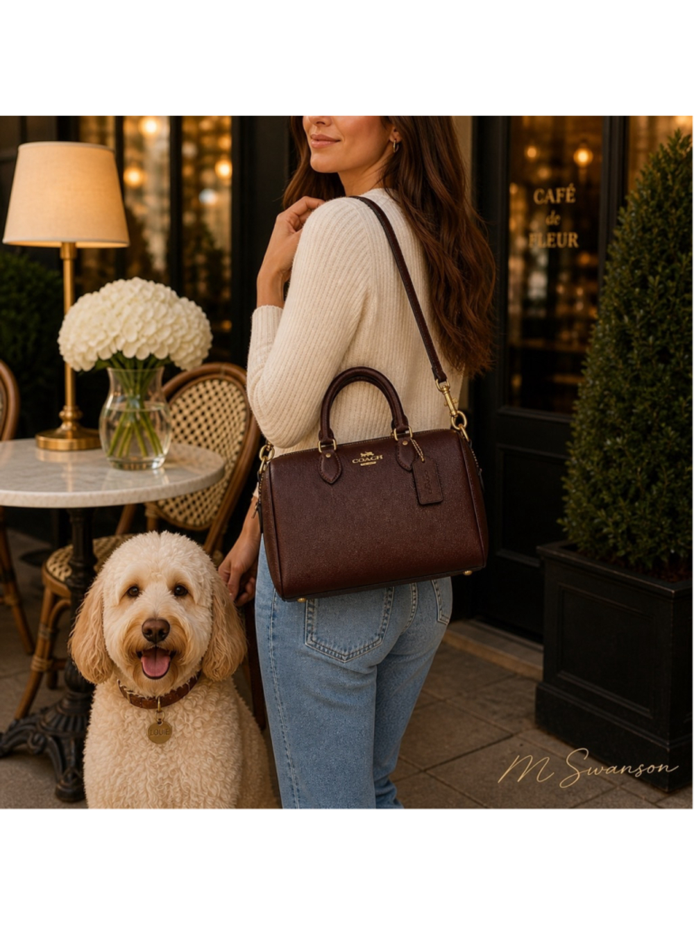 NEW Coach Large Rowan Satchel in Maple Pebble Leather with Gold Hardware NWT - Picture 6 of 11